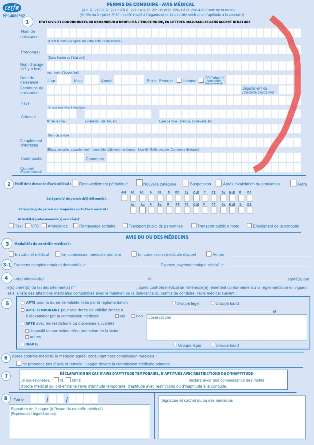 comment faire une demande de permis après visite médicale